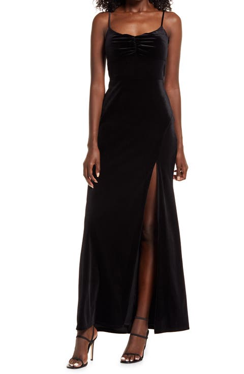 Cutout Back Velvet Gown