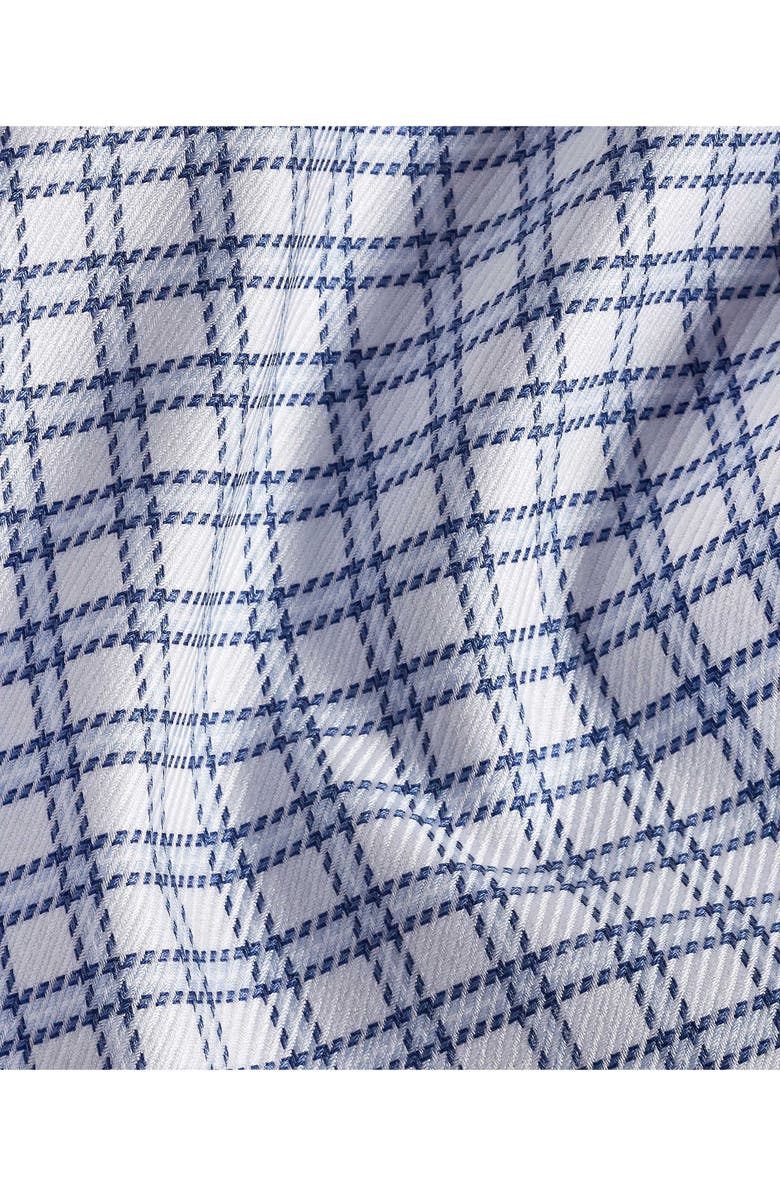 David Donahue Trim Fit Windowpane Check Cotton Dobby Dress Shirt, Alternate, color, White/ Blue