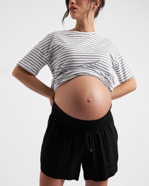 Ripe Maternity Byron Smocked Waist Maternity Shorts In Black