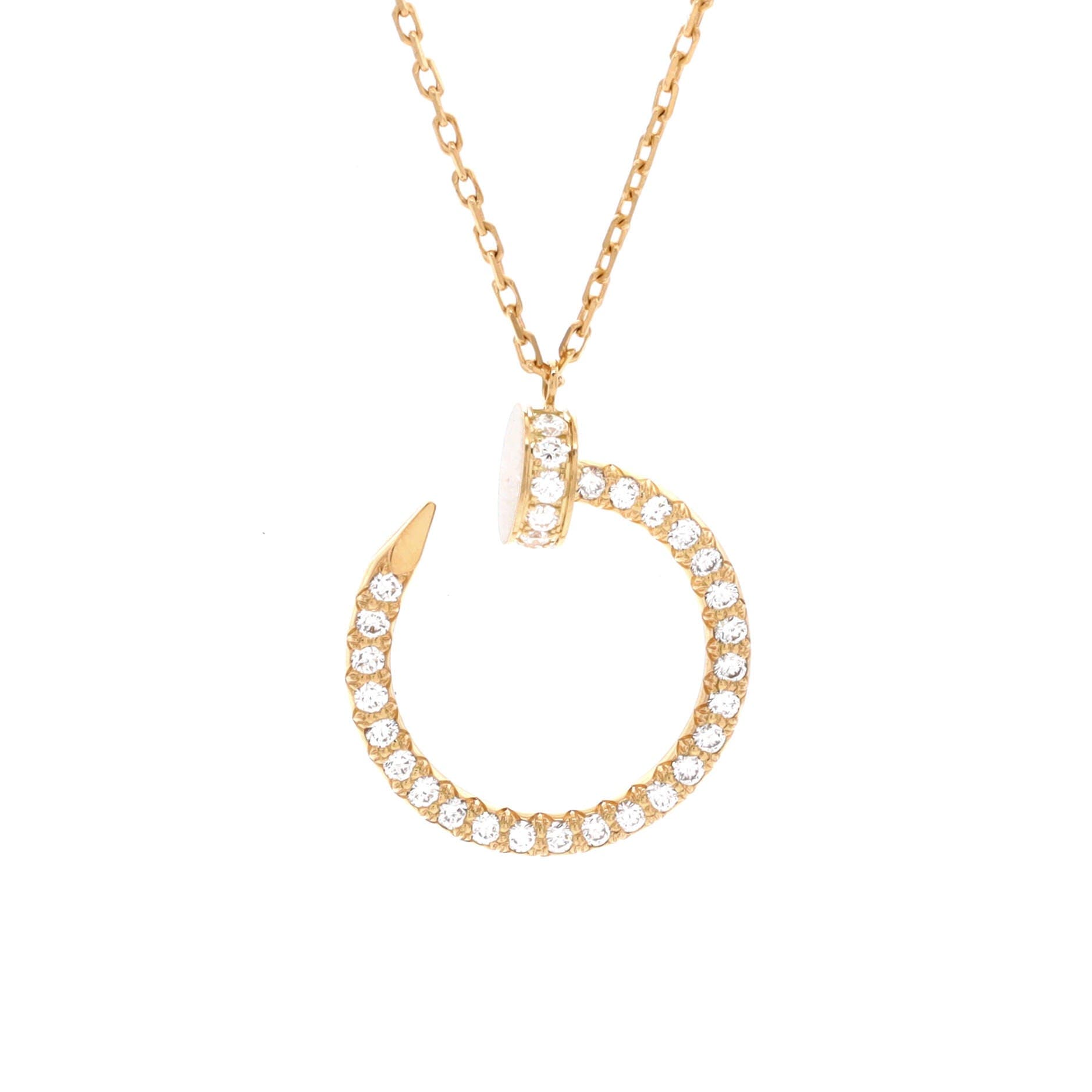 Juste un Clou Pendant Necklace 18K Yellow Gold and Pave Diamonds, Main, color, Metallic Gold