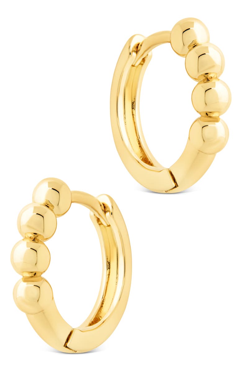 Sterling Forever Natalie Polished Sphere Huggie Hoop Earrings, Alternate, color, Gold