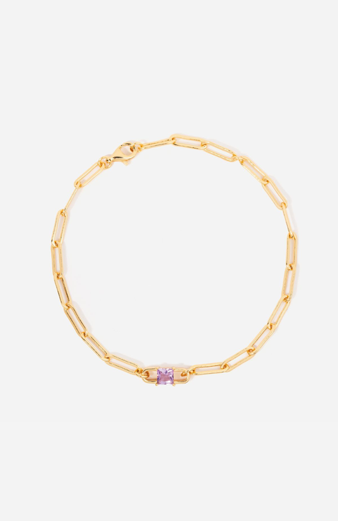 Birthstone Paperclip Chain Bracelet