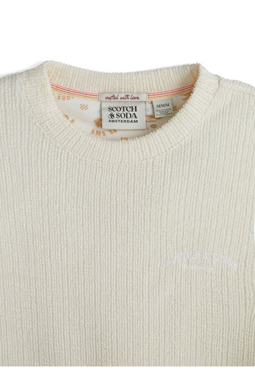 Scotch & Soda Textured Slub Knit T-shirt In Neutral