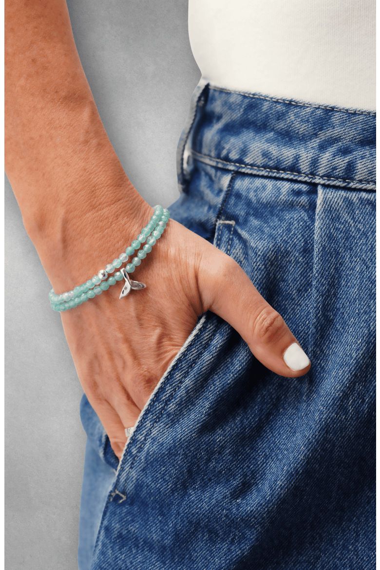 Women's Gemstone & Sterling Silver "Whale Tail" Double-Wrap Bracelet, Alternate, color, Silver