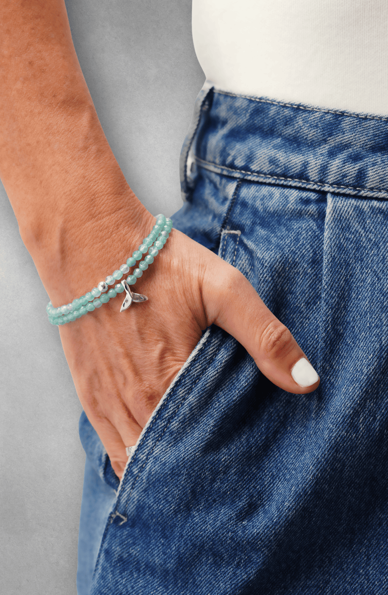 Emma Rae Jade Sterling Silver Wrap Bracelet, Alternate, color, Silver