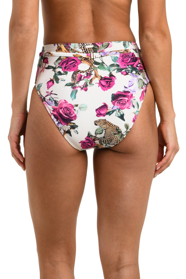 Vanessa Rose Leopard High Waist Bikini Bottoms, Alternate, color, WHITE MULTI