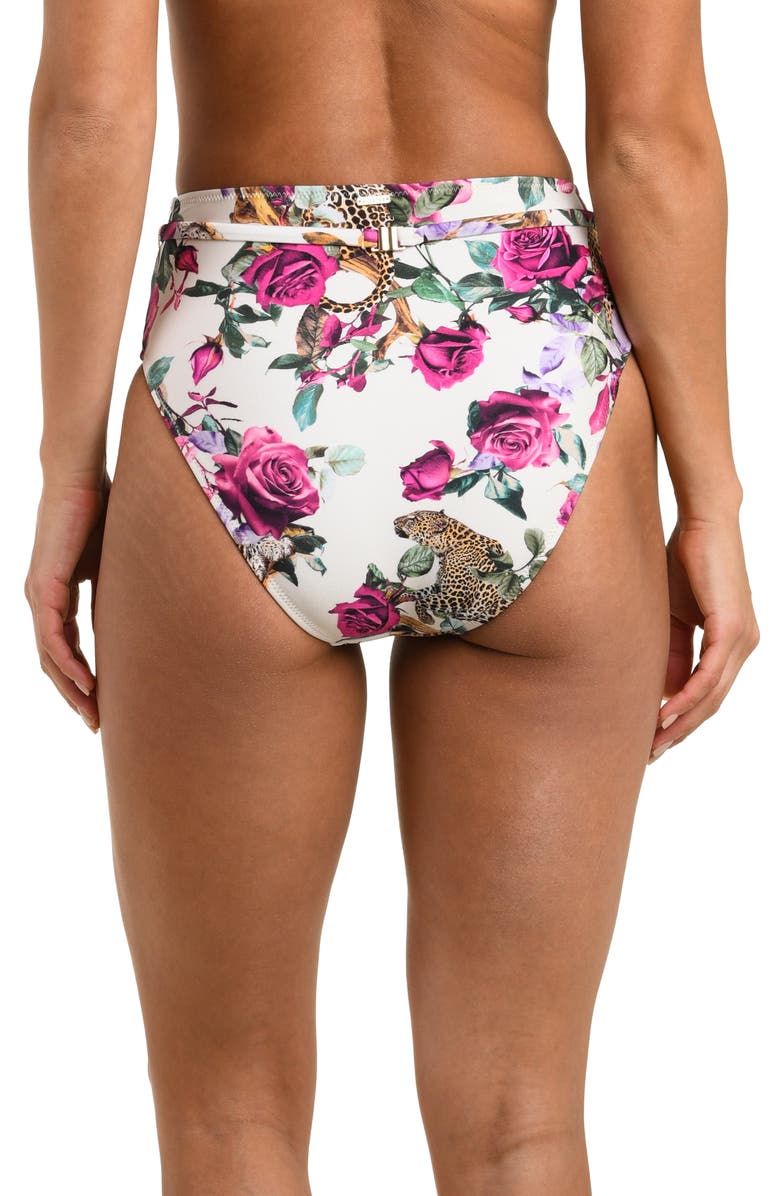 L'AGENCE Vanessa Rose Leopard High Waist Bikini Bottoms, Alternate, color, White Multi