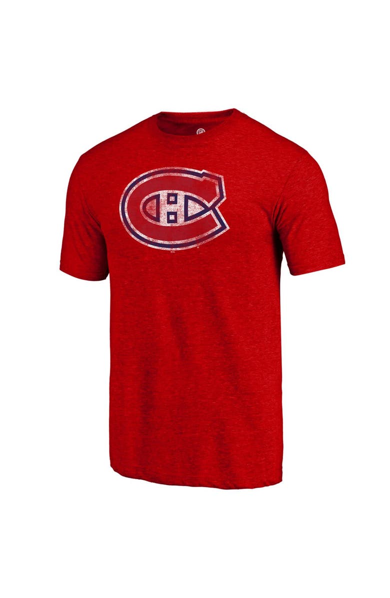 Fanatics MTO Label Men's  Red Montreal Canadiens Distressed Tri-Blend T-Shirt, Alternate, color, Red