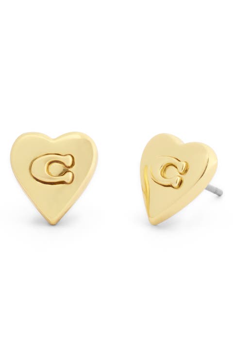 C Heart Stud Earrings