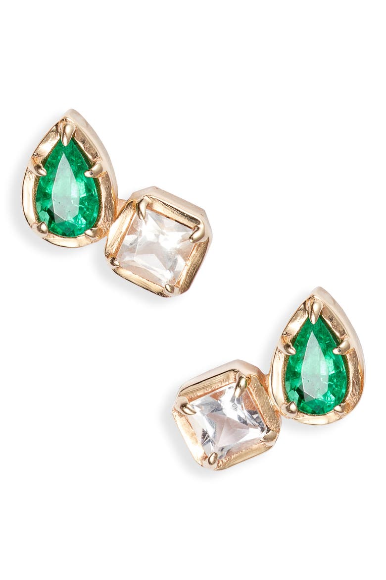 Mélia Stud Earrings, Main, color, GREEN