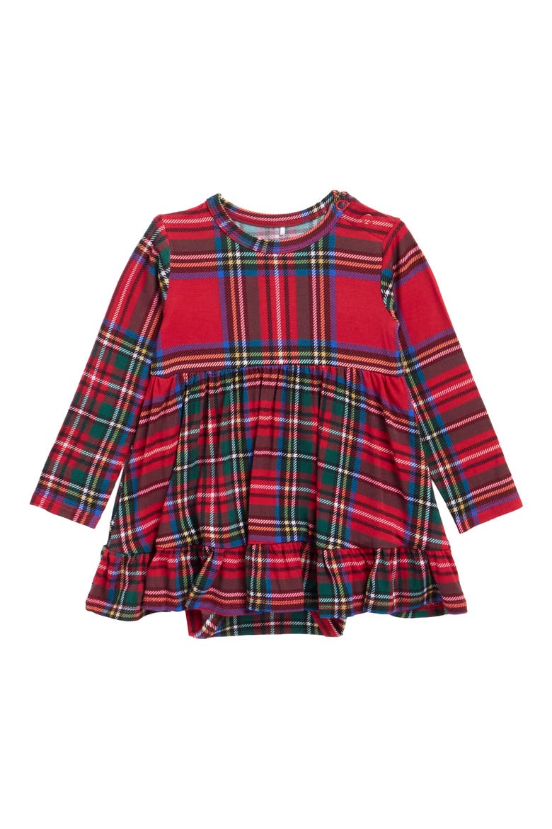 Kids' Long Sleeve Ruffled Bodysuit Dress, Main, color, RED