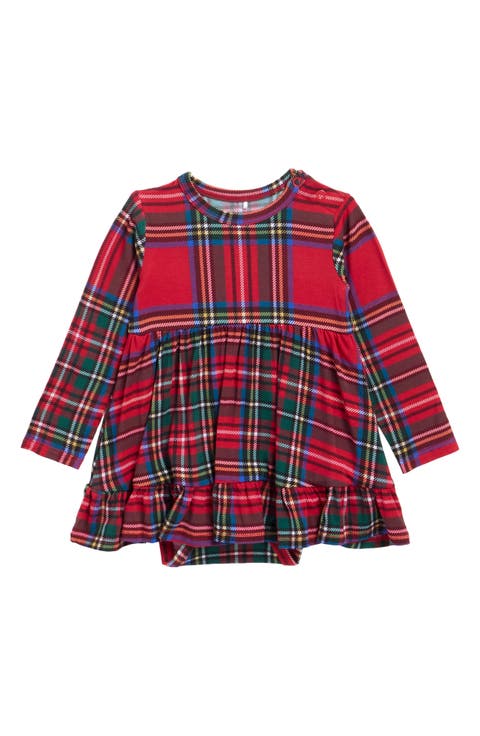 Kids' Long Sleeve Ruffled Bodysuit Dress