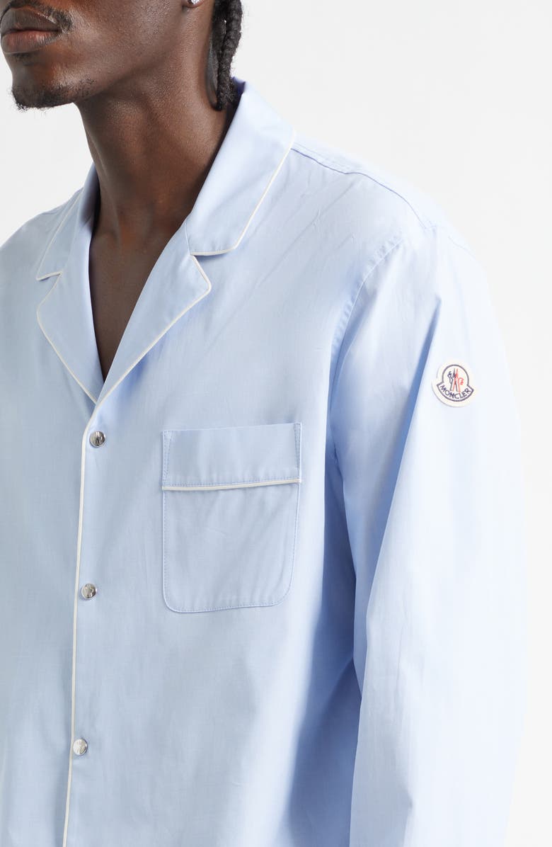 Moncler Cotton Fil-à-Fil Snap Front Shirt, Alternate, color, Blue