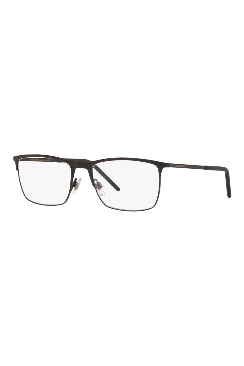 Dolce & Gabbana 57mm Rectangular Optical Glasses, Alternate, color, BLACK