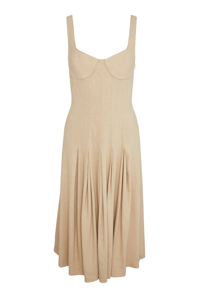 Sweetheart Pleated Dress, Alternate, color, Jute