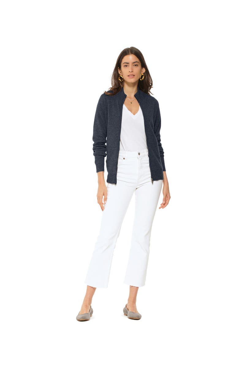Monticelli Cashmere Pure Cashmere Double Slider Slider Zip Cardigan, Alternate, color, Charcoal