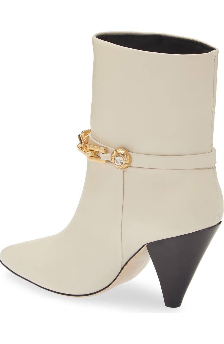 Avec Les Filles Spencer Golden Chain Pointed Toe Leather Bootie, Alternate, color, Ivory