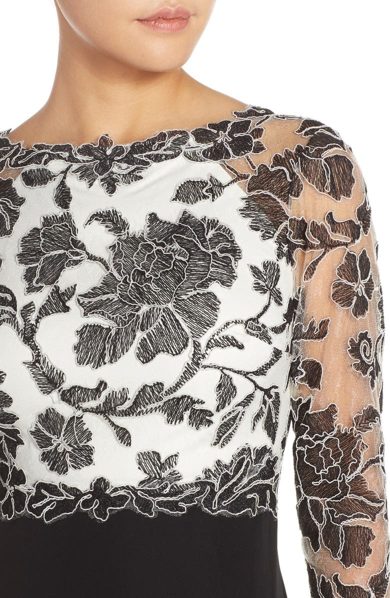 Tadashi Shoji Embroidered Lace Gown, Alternate, color, 