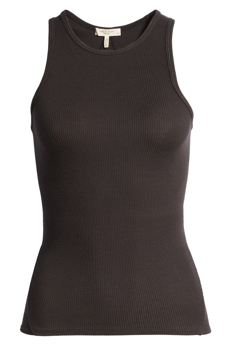 The Essential Rib Organic Pima Cotton Blend Tank, Alternate, color, BLACK