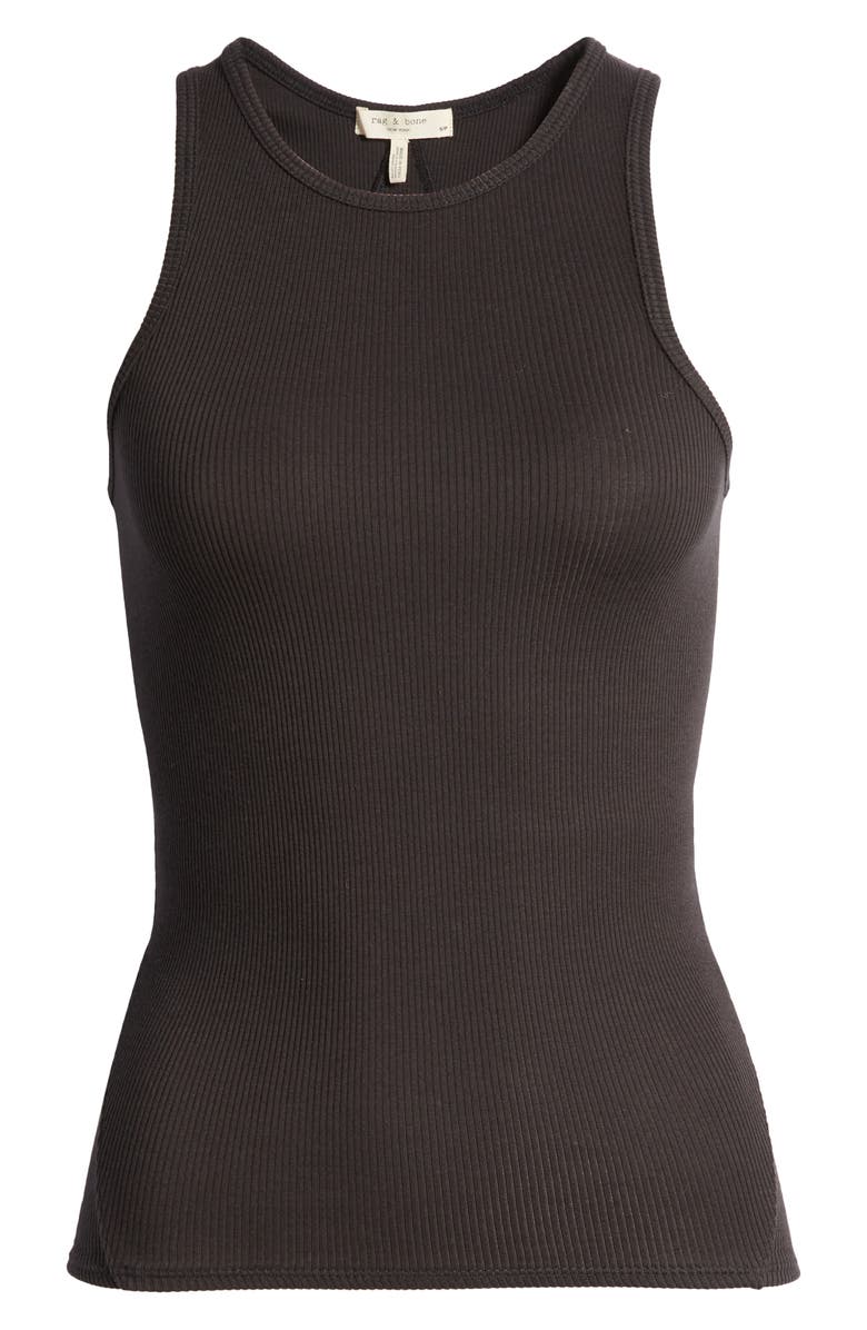 rag & bone The Essential Rib Organic Pima Cotton Blend Tank, Alternate, color, Black