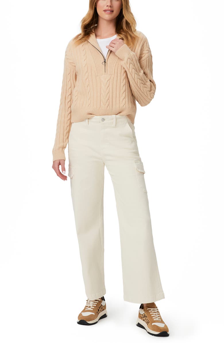PAIGE Carly High Waist Ankle Wide Leg Cargo Pants, Alternate, color, Quartz Sand