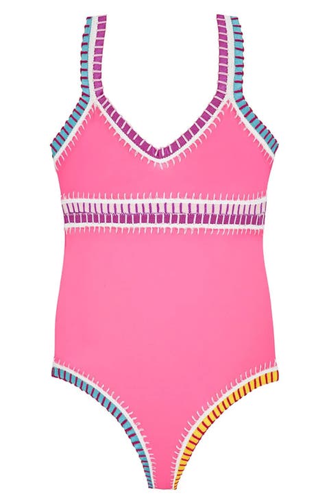 Kids' Rainbow Embroidered One-Piece Swimsuit (Toddler & Little Kid)