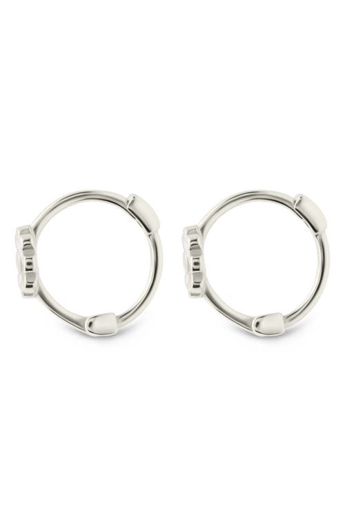 Sterling Forever Stella Flower Hoop Earrings In Silver