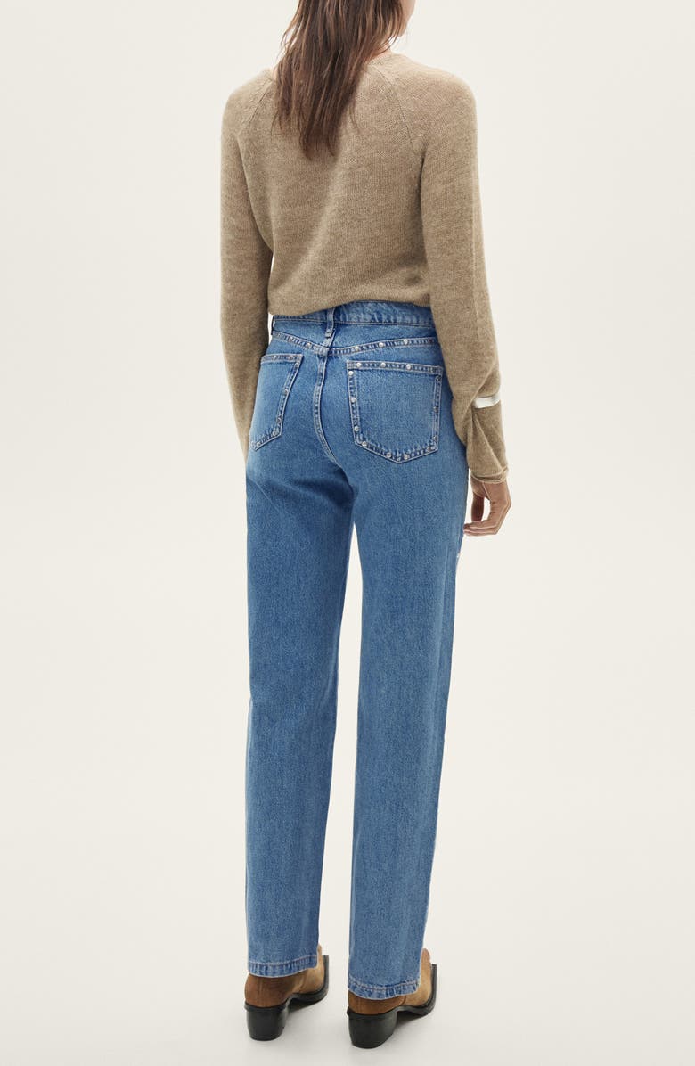 MANGO Billie Stud Straight Leg Jeans, Alternate, color, 