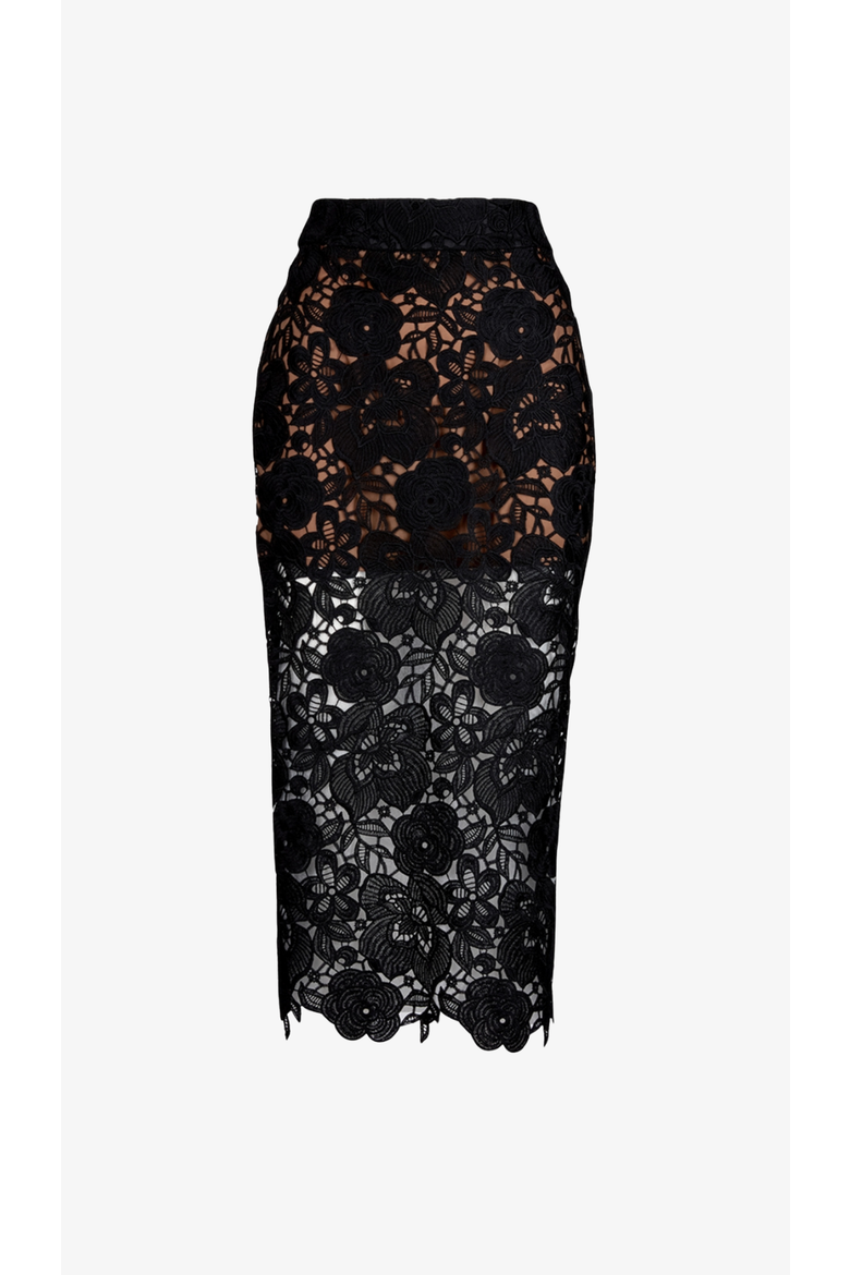 Lace Pencil Skirt, Alternate, color, Black