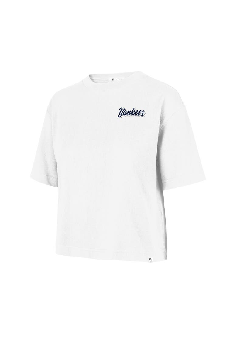 Women's '47  White New York Yankees Collage Script Reed City T-Shirt, Alternate, color, White