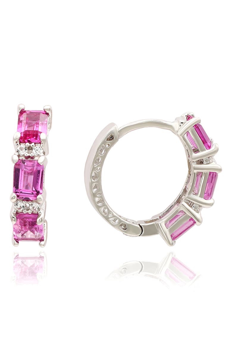 SUZY LEVIAN Sapphire Hoop Earrings, Main, color, Pink/ Silver