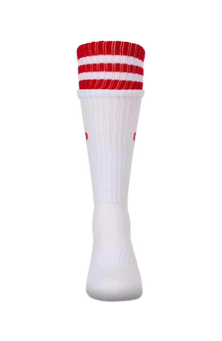 MeMoi Ribbed Heart and Stripes Knee Sock, Alternate, color, White