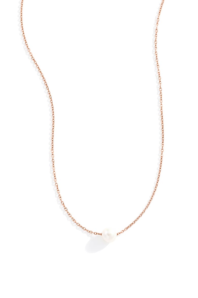 Floating Pearl Necklace, Alternate, color, Rose Gold-Tone