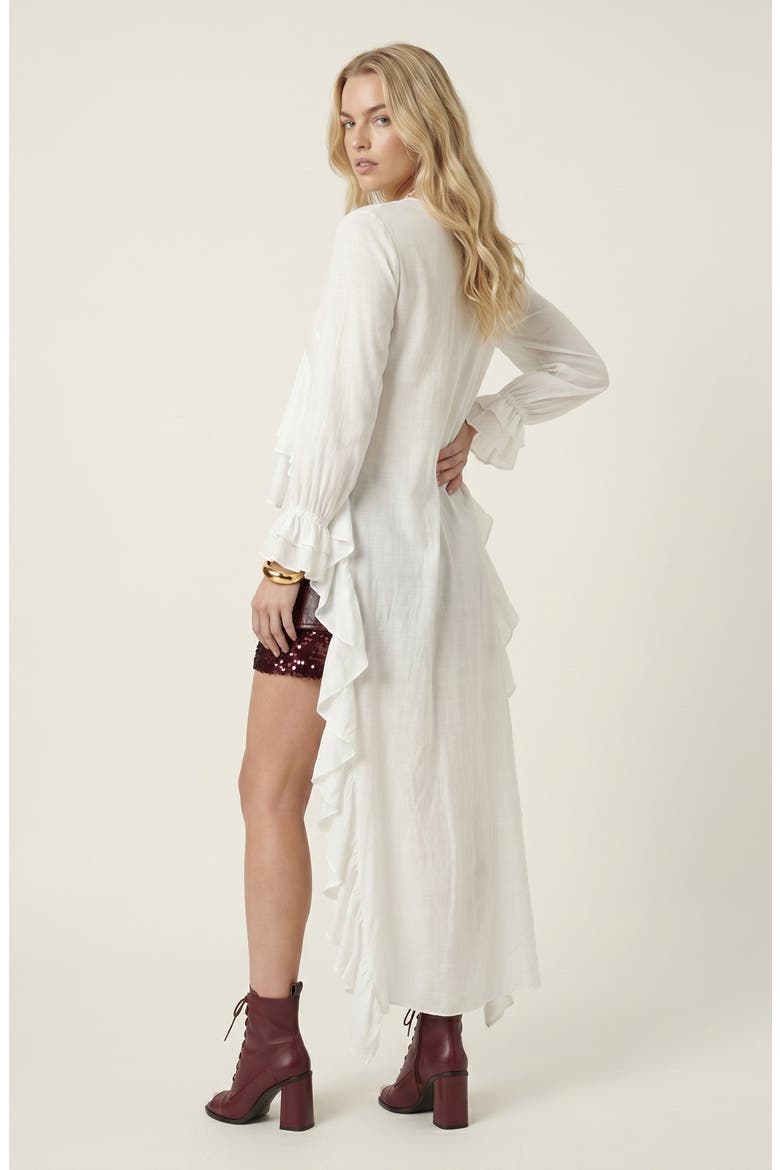 Ruffle Trim High Low Blouse, Alternate, color, Ivory