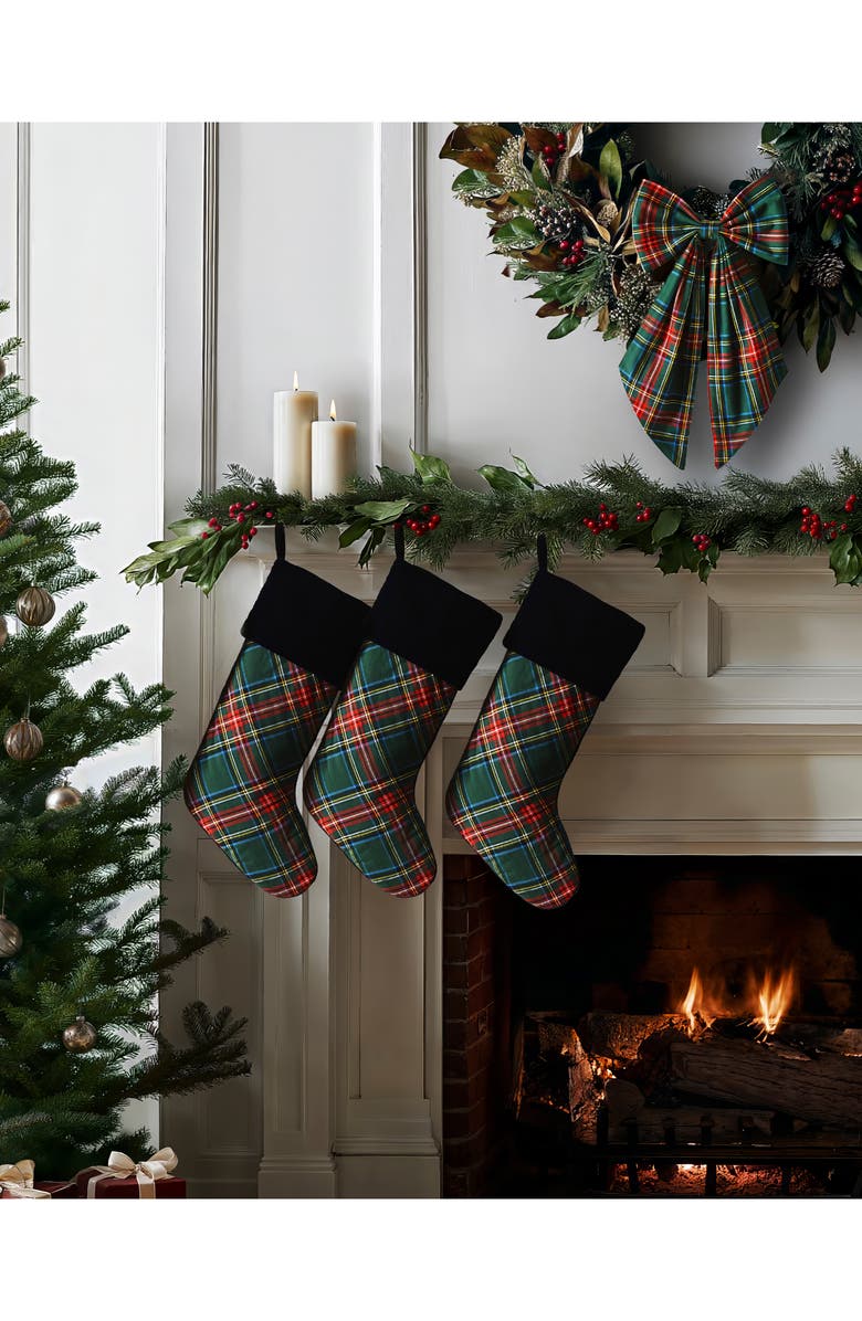 Petite Plume Kensington Tartan Stocking, Alternate, color, Green