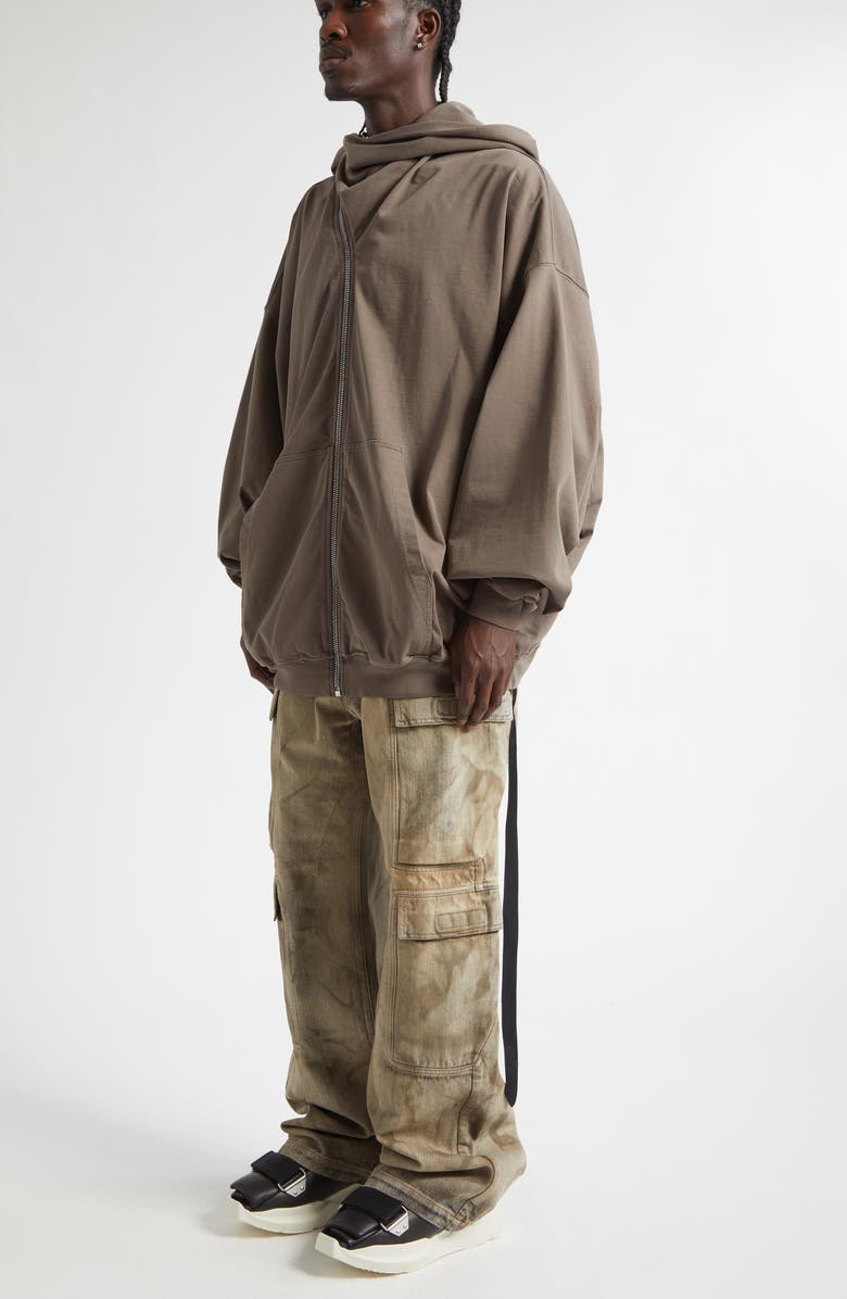 Rick Owens DRKSHDW Mountain Hun Zip Hoodie, Alternate, color, Dust