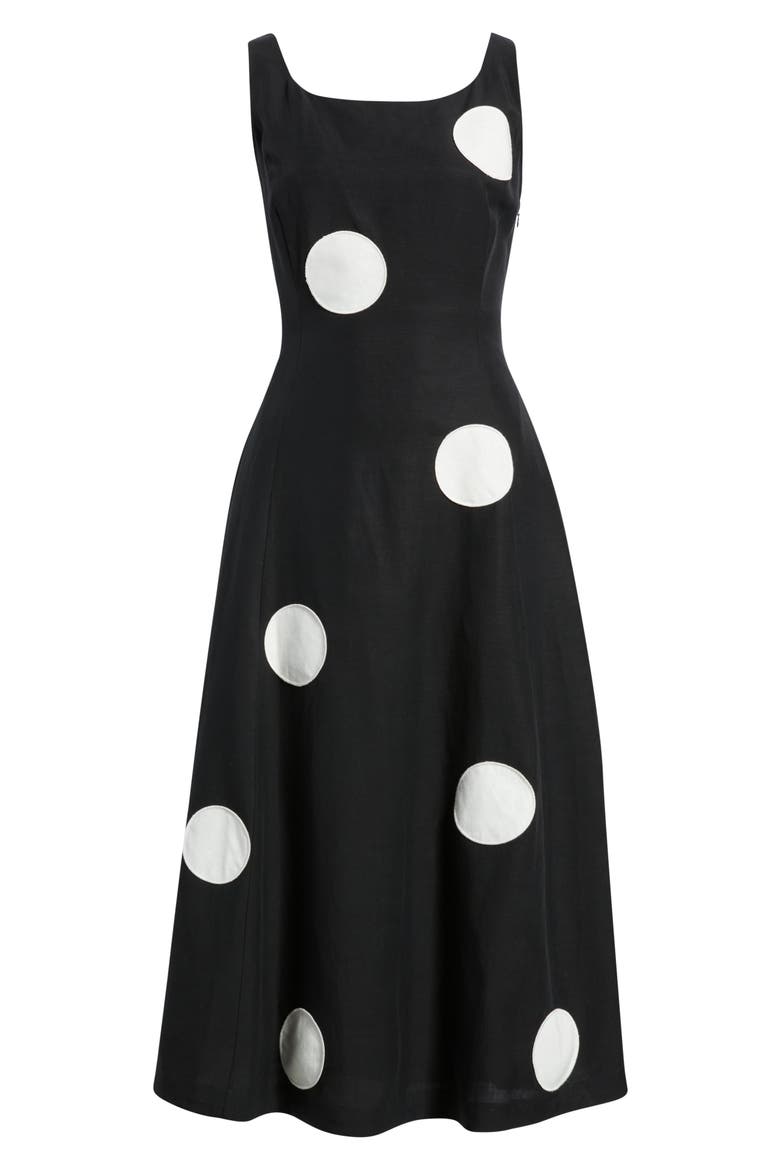 The Lucie Dot Midi Dress, Alternate, color, NOIR/ WHITE