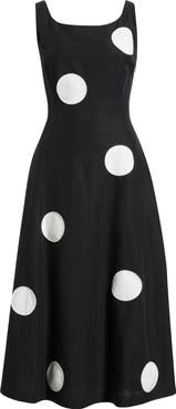 Elie Tahari The Lucie Dot Midi Dress