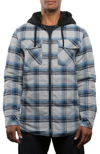 Burnside Redwood Flannel Hooded Jacket In Multi