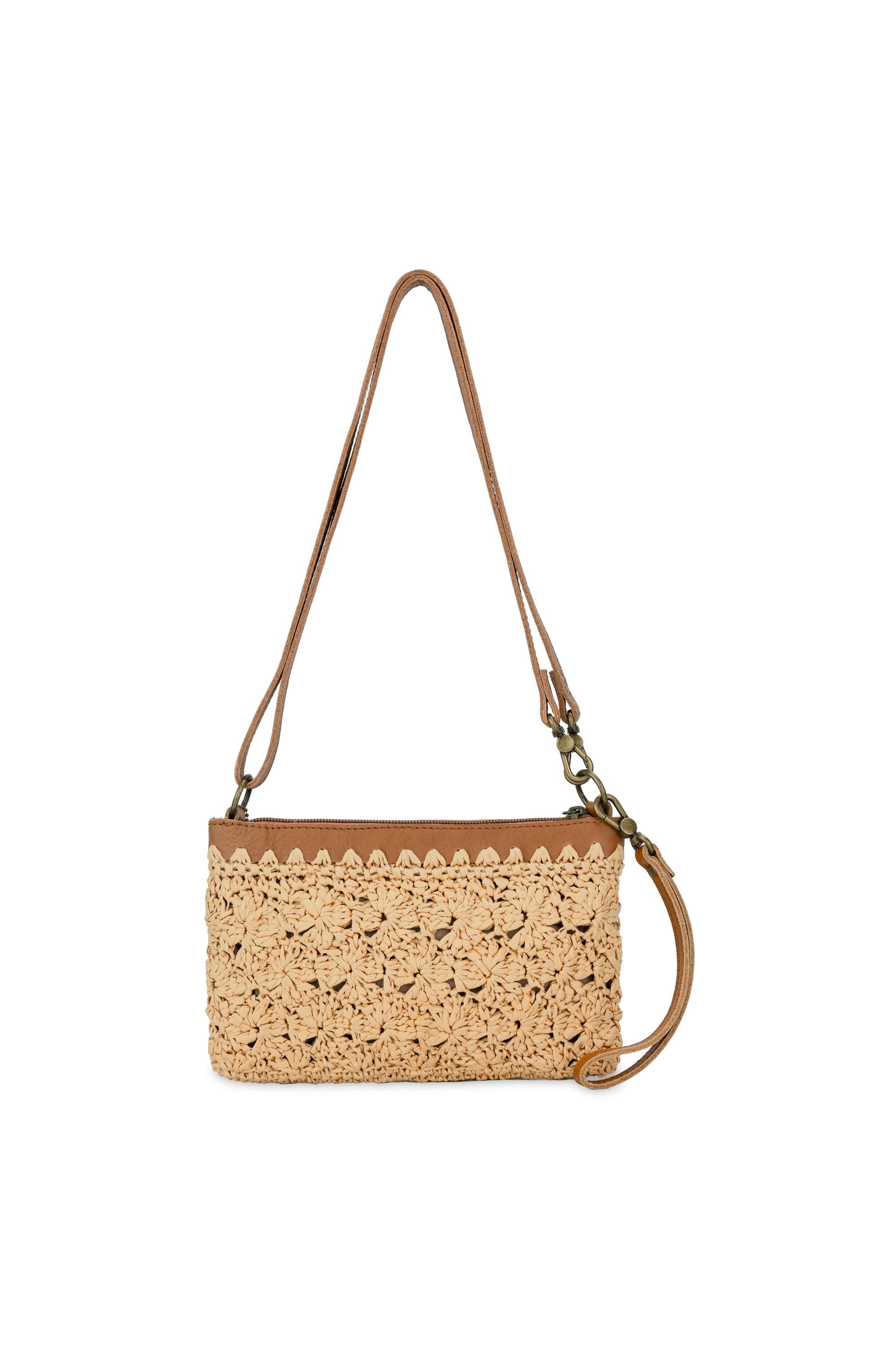 The Sak Vita Hand Crochet Crossbody Wristlet, Alternate, color, Natural Primrose Straw