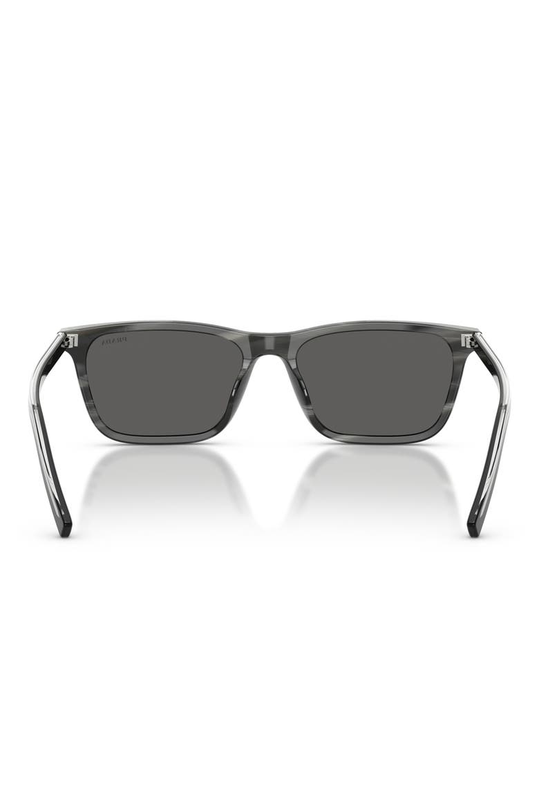 PR D19SF 56mm Rectangle Sunglasses, Alternate, color, BLACK / DARK GREY