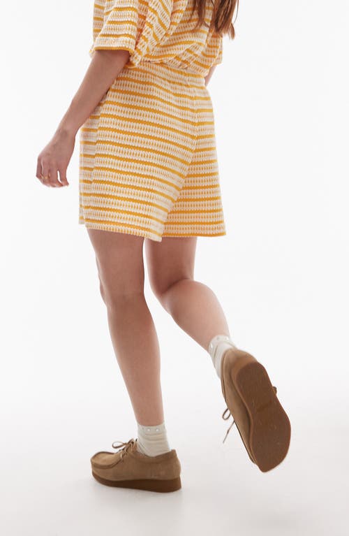 Topshop Textured Stripe Drawstring Shorts