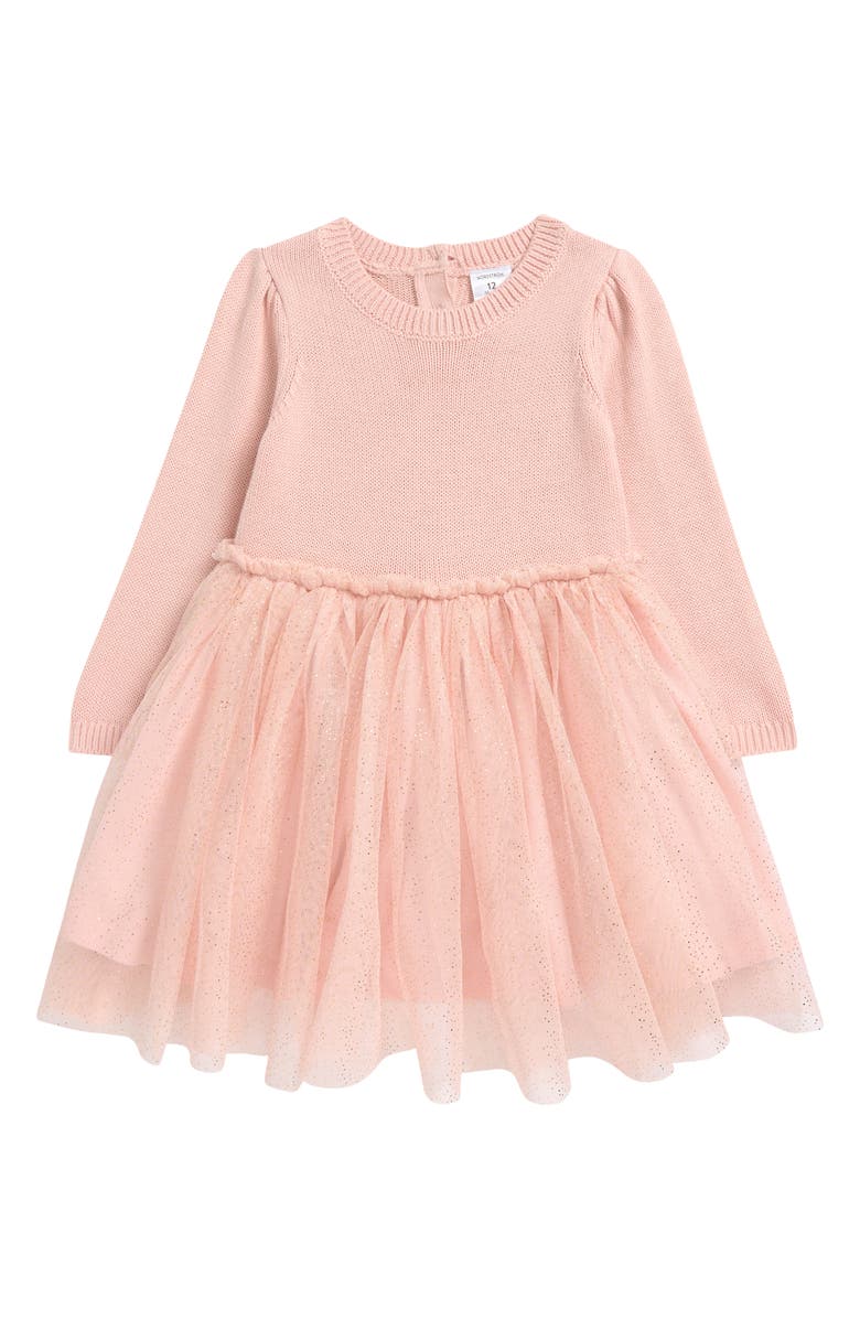 Nordstrom Long Sleeve Mixed Media Dress, Main, color, 