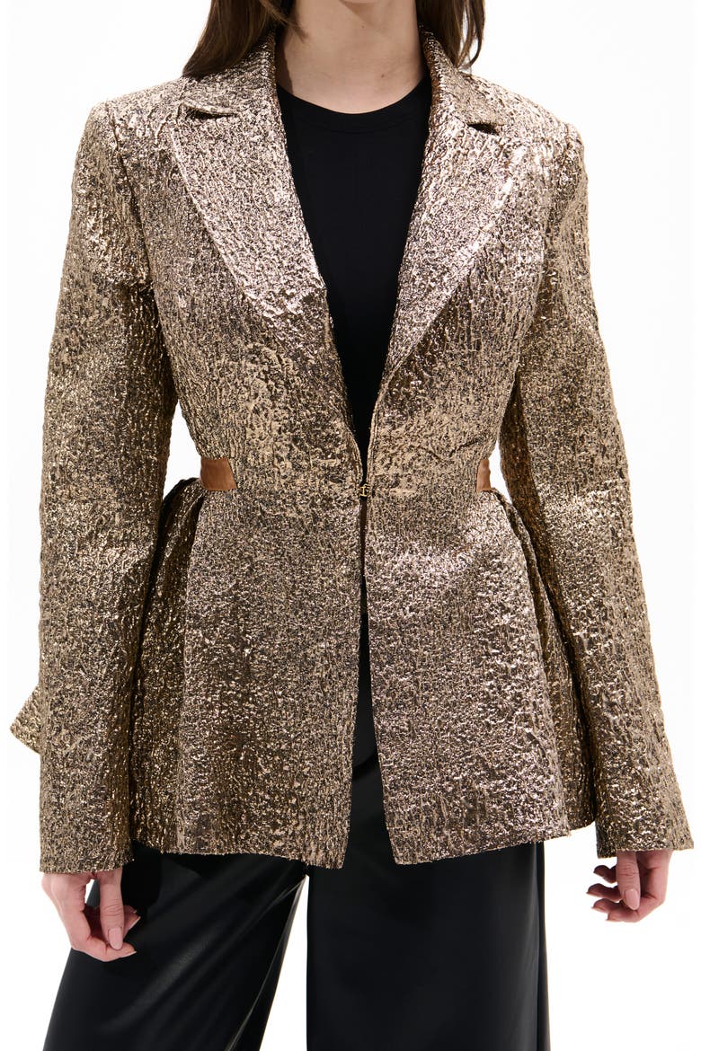 Metallic Peplum Blazer, Main, color, DENIM