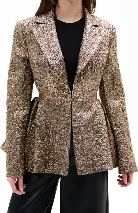 Metallic Peplum Blazer