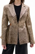 AZALEA WANG Metallic Peplum Blazer