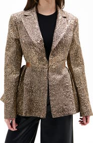 AZALEA WANG Metallic Peplum Blazer