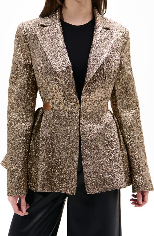 Azalea Wang Metallic Peplum Blazer In Gold