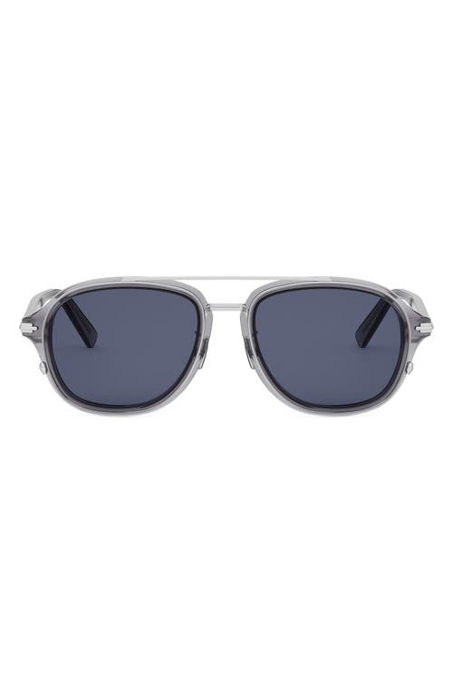 Dior Blacksuit A4u 53mm Pilot Sunglasses In Shiny Blue/blue