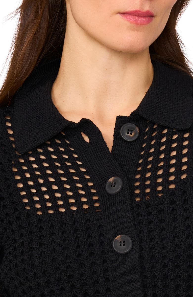 Halogen<sup>®</sup> Openwork Short Sleeve Cardigan, Alternate, color, Rich Black